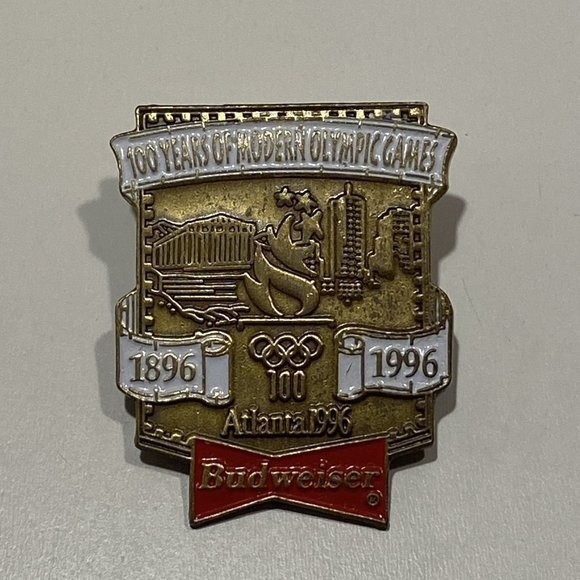 100 Years of Modern Olympic Games pin, Atlanta 1896-1996, Budweise, Atlanta 1996 - Picture 1 of 2